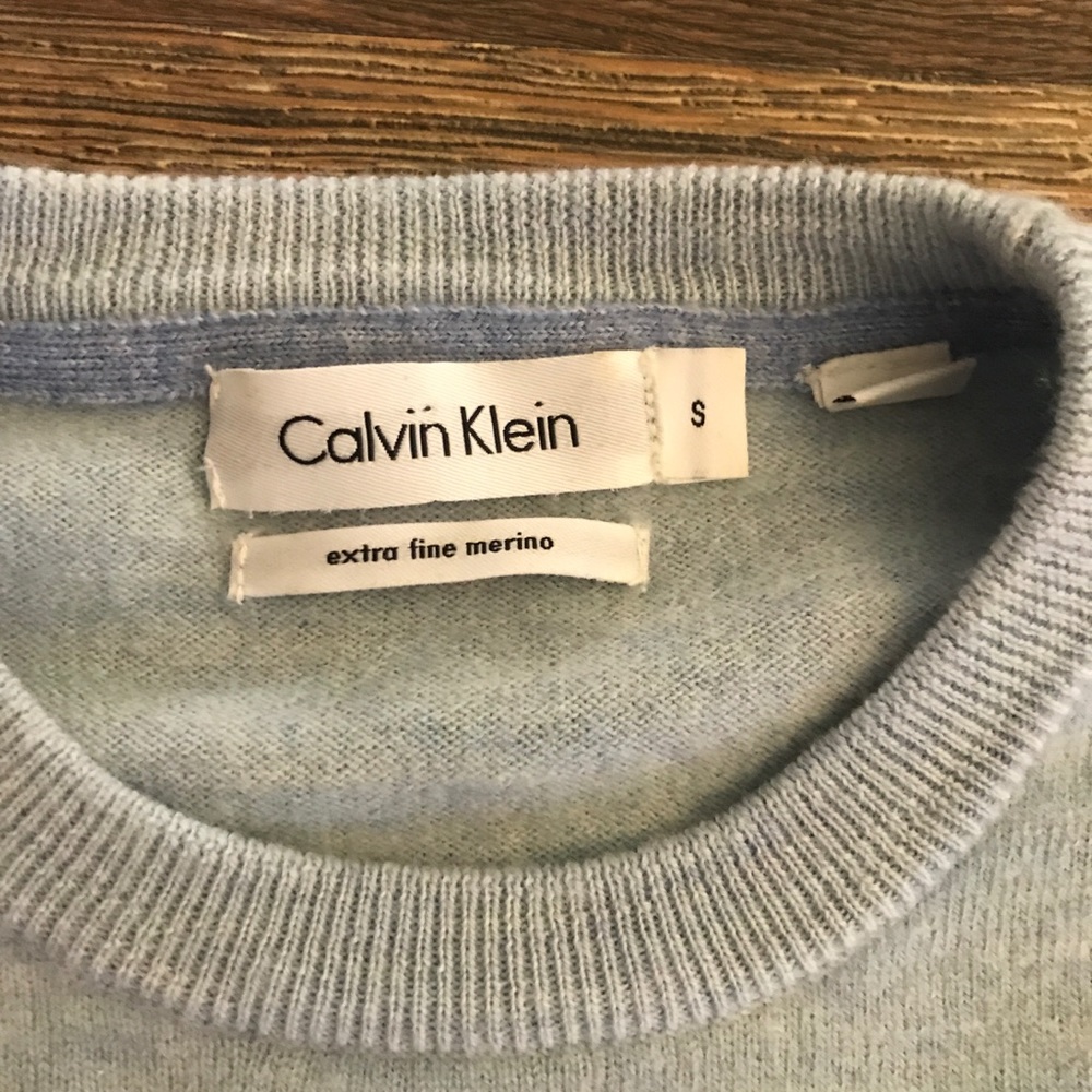 Calvin Klein merino wool blue color block sweater - Picture 3 of 6
